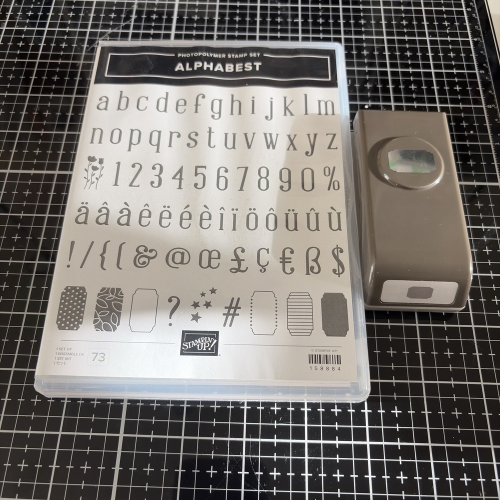 Stampin Up Alphabest Stamp Set matching punch in small ticket shape 158884 Lot 2